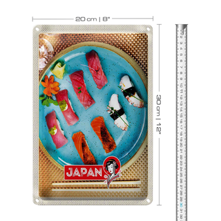 Blechschild Reise 20x30cm Japan Asien Fisch Sushi Gerichte Alge