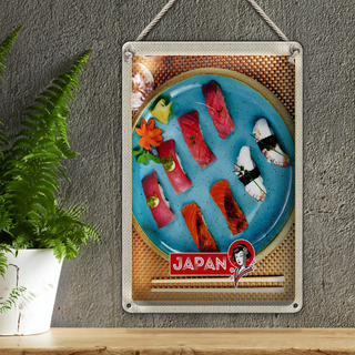 Blechschild Reise 20x30cm Japan Asien Fisch Sushi Gerichte Alge