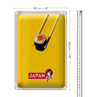Blechschild Reise 20x30cm Japan Sushi Stäbchen Fisch Essen