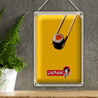 Blechschild Reise 20x30cm Japan Sushi Stäbchen Fisch Essen