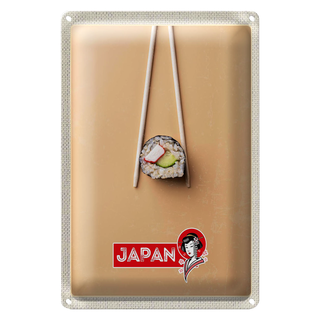 Blechschild Reise 20x30cm Japan Asien Sushi Fisch Gurke Stäbchen