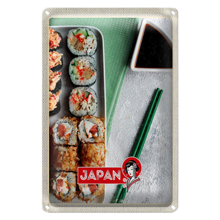 Blechschild Reise 20x30cm Japan Asien Sushi Fisch Thunfisch Soße