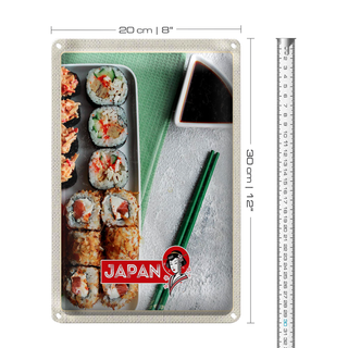 Blechschild Reise 20x30cm Japan Asien Sushi Fisch Thunfisch Soße