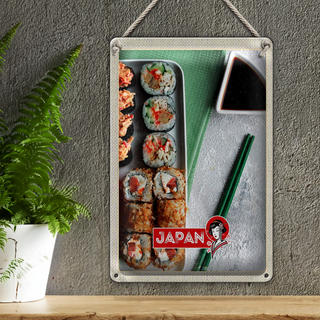Blechschild Reise 20x30cm Japan Asien Sushi Fisch Thunfisch Soße
