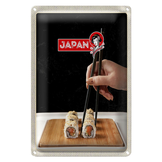 Blechschild Reise 20x30cm Japan Asien Sushi Fisch Alge Stäbchen