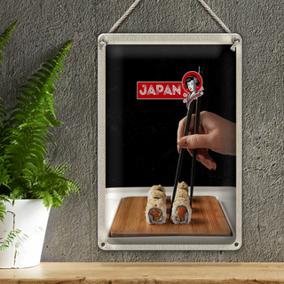Blechschild Reise 20x30cm Japan Asien Sushi Fisch Alge Stäbchen