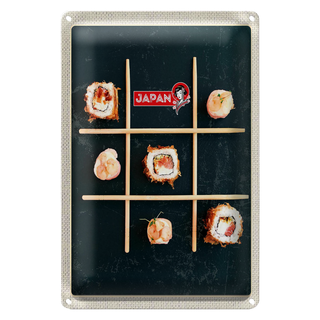Blechschild Reise 20x30cm Japan Soja Sushi Fisch Gurke Stäbchen