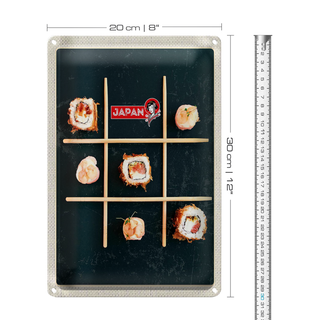 Blechschild Reise 20x30cm Japan Soja Sushi Fisch Gurke Stäbchen