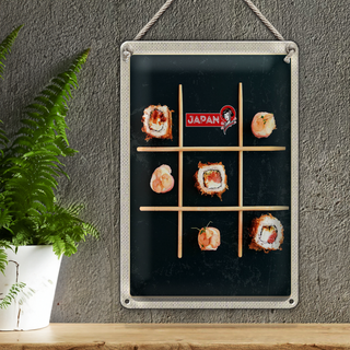 Blechschild Reise 20x30cm Japan Soja Sushi Fisch Gurke Stäbchen