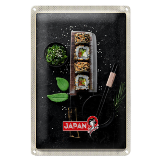 Blechschild Reise 20x30cm Japan Asien Sushi Fisch Essen Stäbchen