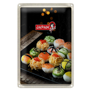 Blechschild Reise 20x30cm Japan Asien Sushi Fisch Gurke Avocado