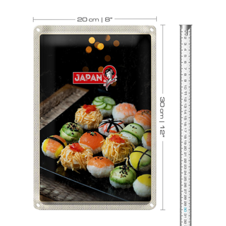 Blechschild Reise 20x30cm Japan Asien Sushi Fisch Gurke Avocado