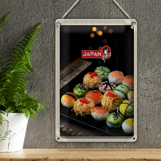 Blechschild Reise 20x30cm Japan Asien Sushi Fisch Gurke Avocado