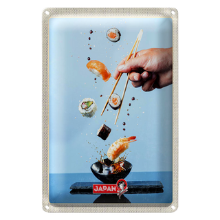 Blechschild Reise 20x30cm Japan Asien Sushi Fisch Stäbchen essen