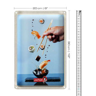 Blechschild Reise 20x30cm Japan Asien Sushi Fisch Stäbchen essen