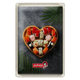 Blechschild Reise 20x30cm Japan Asien Sushi soße Gurke Stäbchen