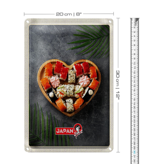 Blechschild Reise 20x30cm Japan Asien Sushi soße Gurke Stäbchen