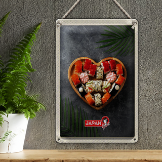 Blechschild Reise 20x30cm Japan Asien Sushi soße Gurke Stäbchen