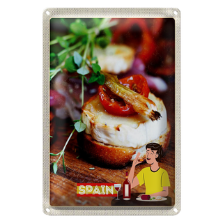 Blechschild Reise 20x30cm Spanien Wein Fleisch Fisch Gerichte