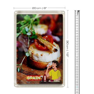 Blechschild Reise 20x30cm Spanien Wein Fleisch Fisch Gerichte