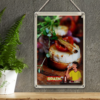 Blechschild Reise 20x30cm Spanien Wein Fleisch Fisch Gerichte
