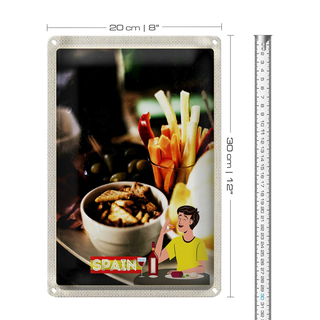 Blechschild Reise 20x30cm Spanien Europa oliven Käse