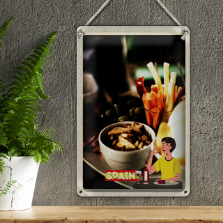 Blechschild Reise 20x30cm Spanien Europa oliven Käse