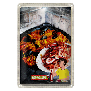 Blechschild Reise 20x30cm Spanien Europa Muscheln Reis Garnelen