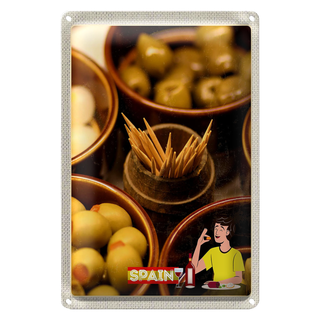 Blechschild Reise 20x30cm Spanien Europa Oliven Zahnstocher