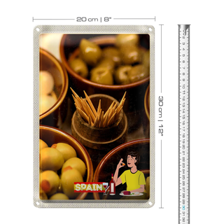 Blechschild Reise 20x30cm Spanien Europa Oliven Zahnstocher