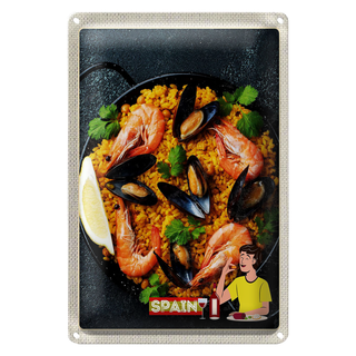 Blechschild Reise 20x30cm Spanien Europa Paella Reis Muscheln