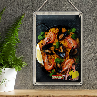 Blechschild Reise 20x30cm Spanien Europa Paella Reis Muscheln