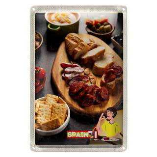 Blechschild Reise 20x30cm Spanien Wurst Oliven Tomaten Gericht
