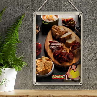 Blechschild Reise 20x30cm Spanien Wurst Oliven Tomaten Gericht