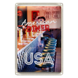Blechschild Reise 20x30cm Amerika USA Diner Restaurant Urlaub