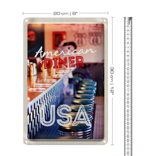 Blechschild Reise 20x30cm Amerika USA Diner Restaurant Urlaub