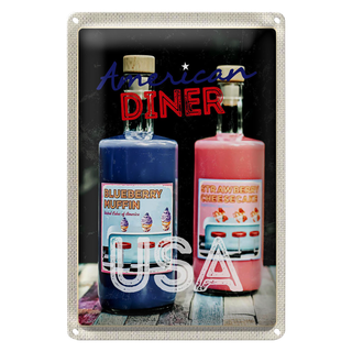 Blechschild Reise 20x30cm Amerika Diner Restaurant blau Muffin