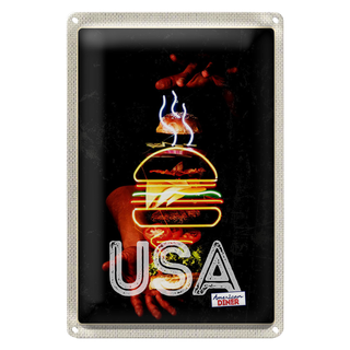 Blechschild Reise 20x30cm Amerika USA American Bürger Gerichte