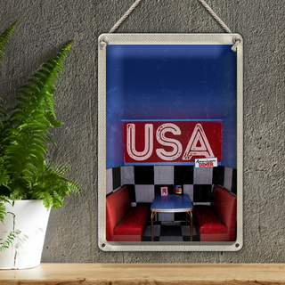 Blechschild Reise 20x30cm Amerika Diner Restaurant Fast Food