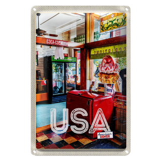 Blechschild Reise 20x30cm Amerika Diner Restaurant Musik Essen