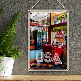 Blechschild Reise 20x30cm Amerika Diner Restaurant Musik Essen