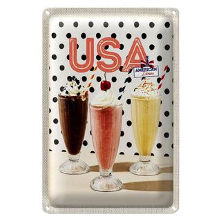 Blechschild Reise 20x30cm Amerika Milchshake Vanille Schokolade