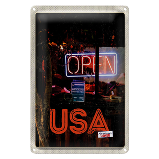 Blechschild Reise 20x30cm Amerika Open Kaffee Kuchen Gerichte