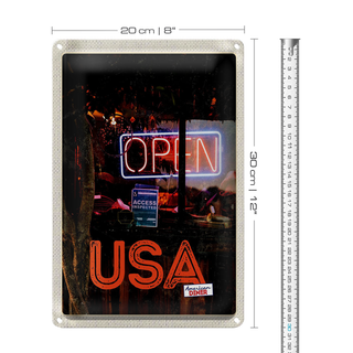 Blechschild Reise 20x30cm Amerika Open Kaffee Kuchen Gerichte