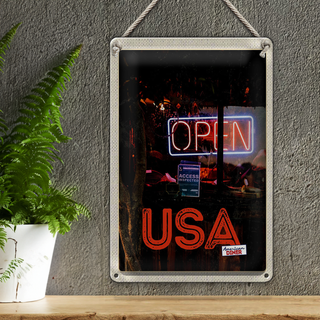 Blechschild Reise 20x30cm Amerika Open Kaffee Kuchen Gerichte