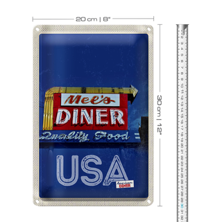Blechschild Reise 20x30cm Amerika Mees Diner Restaurant Gericht