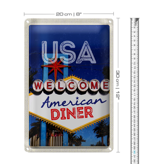 Blechschild Reise 20x30cm Amerika Los Angeles Spielhalle Party