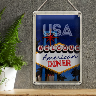 Blechschild Reise 20x30cm Amerika Los Angeles Spielhalle Party