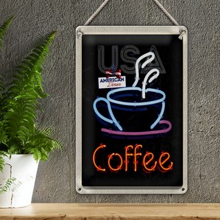 Blechschild Reise 20x30cm USA Amerika Kaffee Tee Kuchen Urlaub