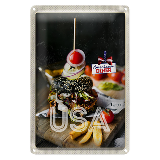Blechschild Reise 20x30cm Amerika Burger Fast Food Gerichte